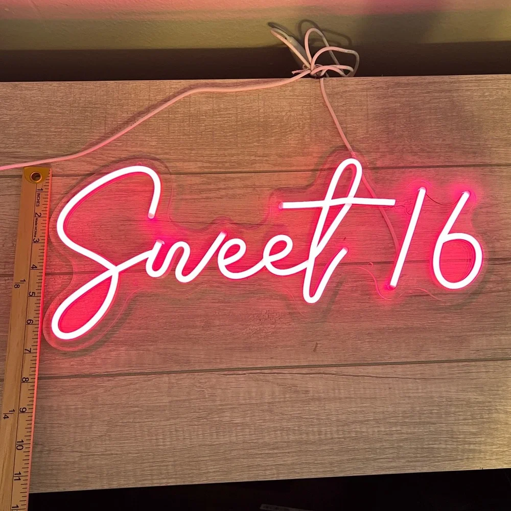 Sweet 16 Pink LED Neon Sign - Party Lights